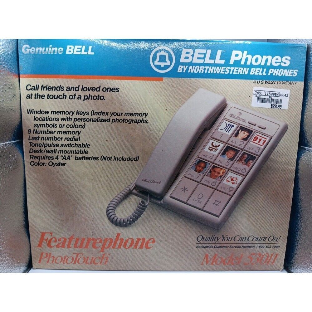 Vintage Northwestern Bell Phones Photo Touch Granny Core Large Numbers #53011